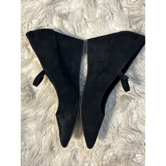 Dream Pairs Black Suede Velvet Mary Jane Wedges Pointed Toe Size 8 Shoes - Picture 7 of 13